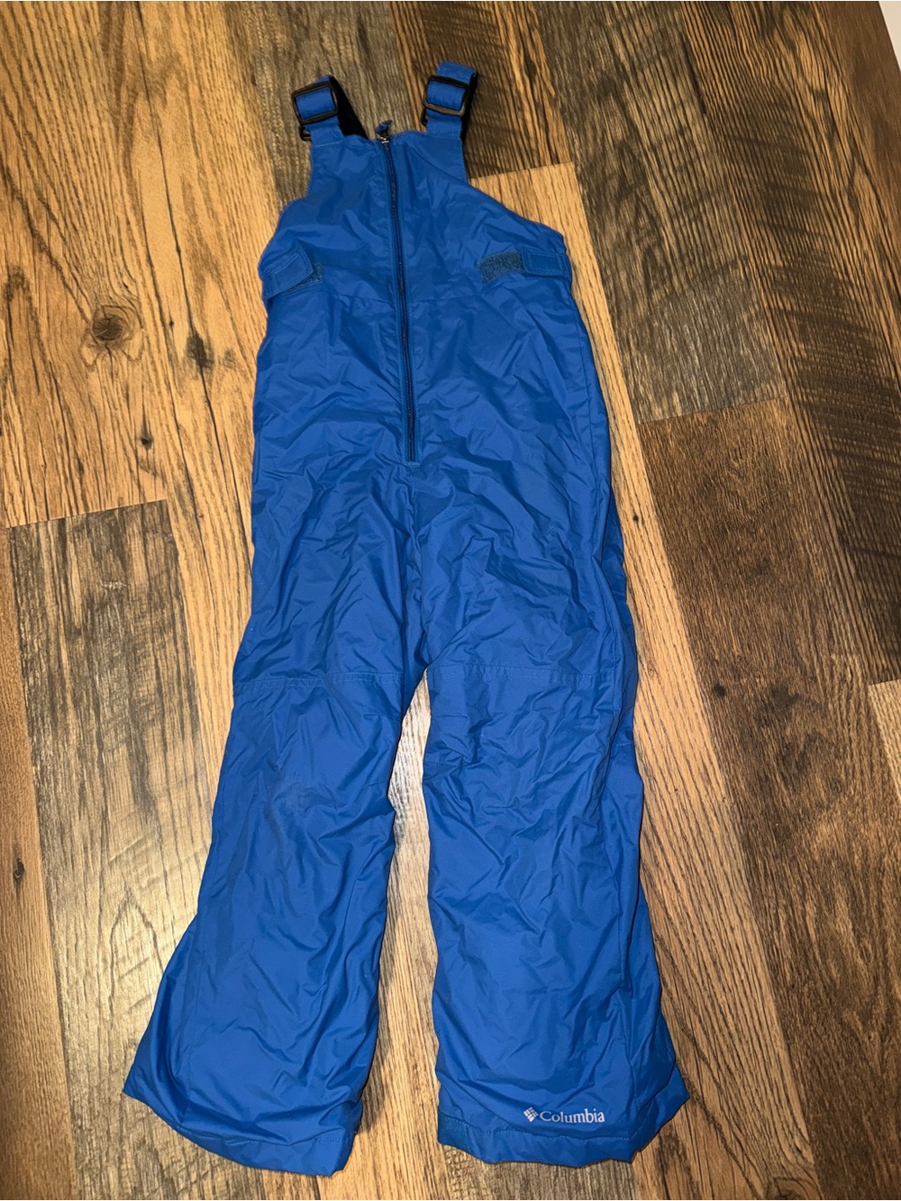 Columbia Blue Snow Bib Pants Kids Size S Adjustable Waist Lined Winter Ski